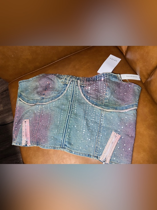 Tops - AKIRA Galaxy Girl Rhinestone Denim Corset size size 1X